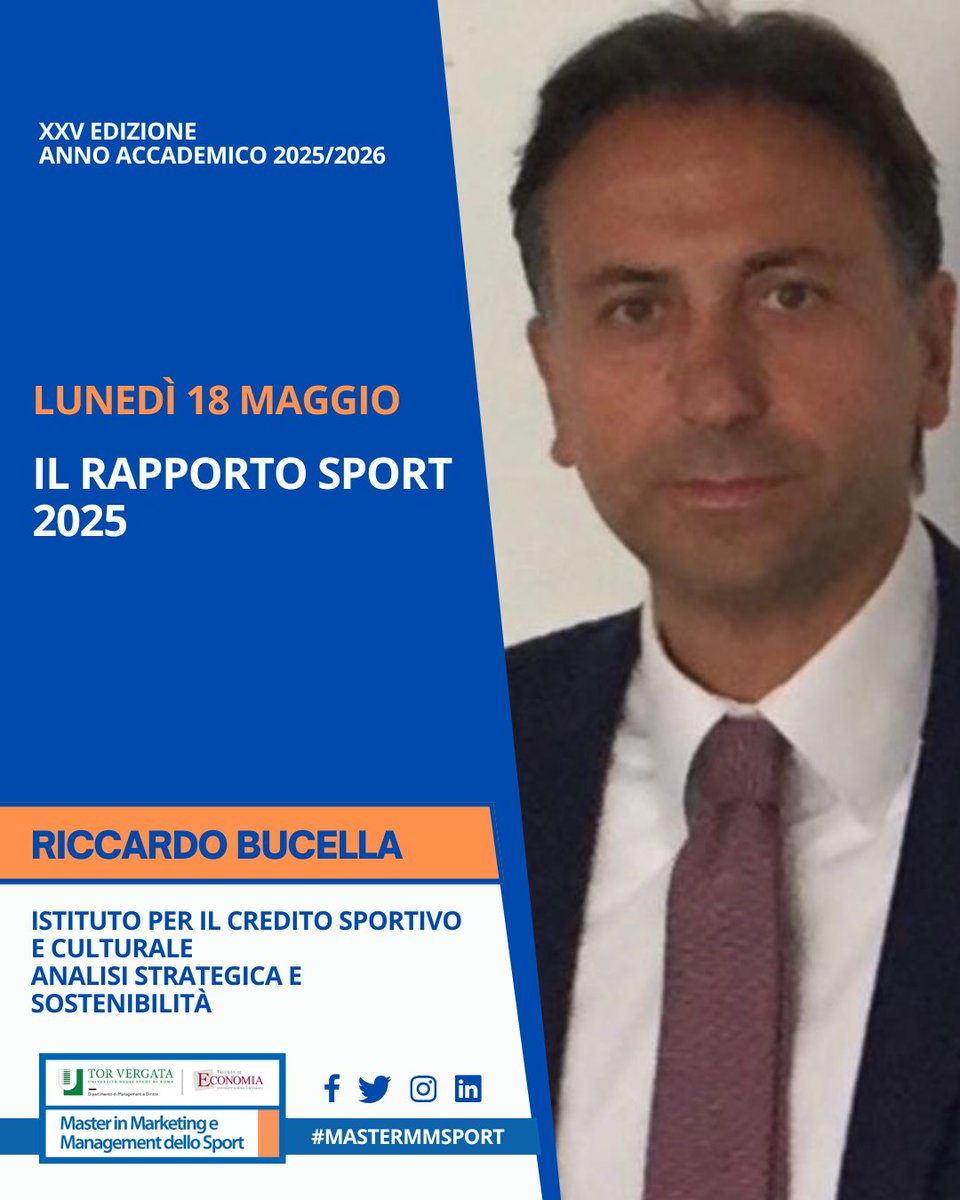 MasterMMSport's tweet photo. 📚𝐋𝐄 𝐋𝐄𝐙𝐈𝐎𝐍𝐈 𝐃𝐄𝐋𝐋𝐀 𝐒𝐄𝐓𝐓𝐈𝐌𝐀𝐍𝐀 - PRIMA PARTE Dal 14 al 22 maggio gli studenti del @master_mmsport lavorano invece su impianti sportivi, business intelligence, ricerca di mercato e pianificazione strategica nel settore sportivo. Leggi i dettagli in descrizione https://t.co/SnqoZUvlfq