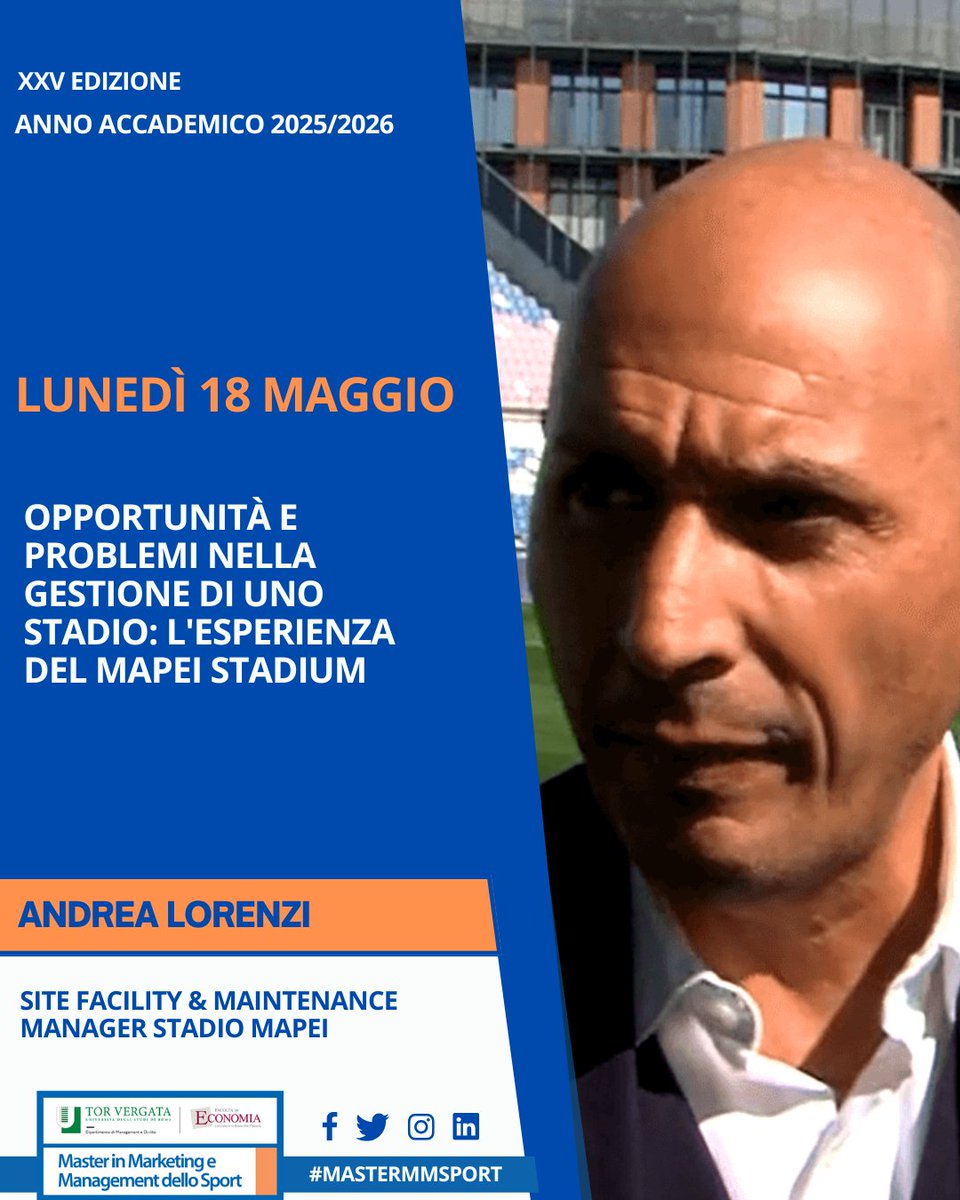MasterMMSport's tweet photo. 📚𝐋𝐄 𝐋𝐄𝐙𝐈𝐎𝐍𝐈 𝐃𝐄𝐋𝐋𝐀 𝐒𝐄𝐓𝐓𝐈𝐌𝐀𝐍𝐀 - PRIMA PARTE Dal 14 al 22 maggio gli studenti del @master_mmsport lavorano invece su impianti sportivi, business intelligence, ricerca di mercato e pianificazione strategica nel settore sportivo. Leggi i dettagli in descrizione https://t.co/SnqoZUvlfq