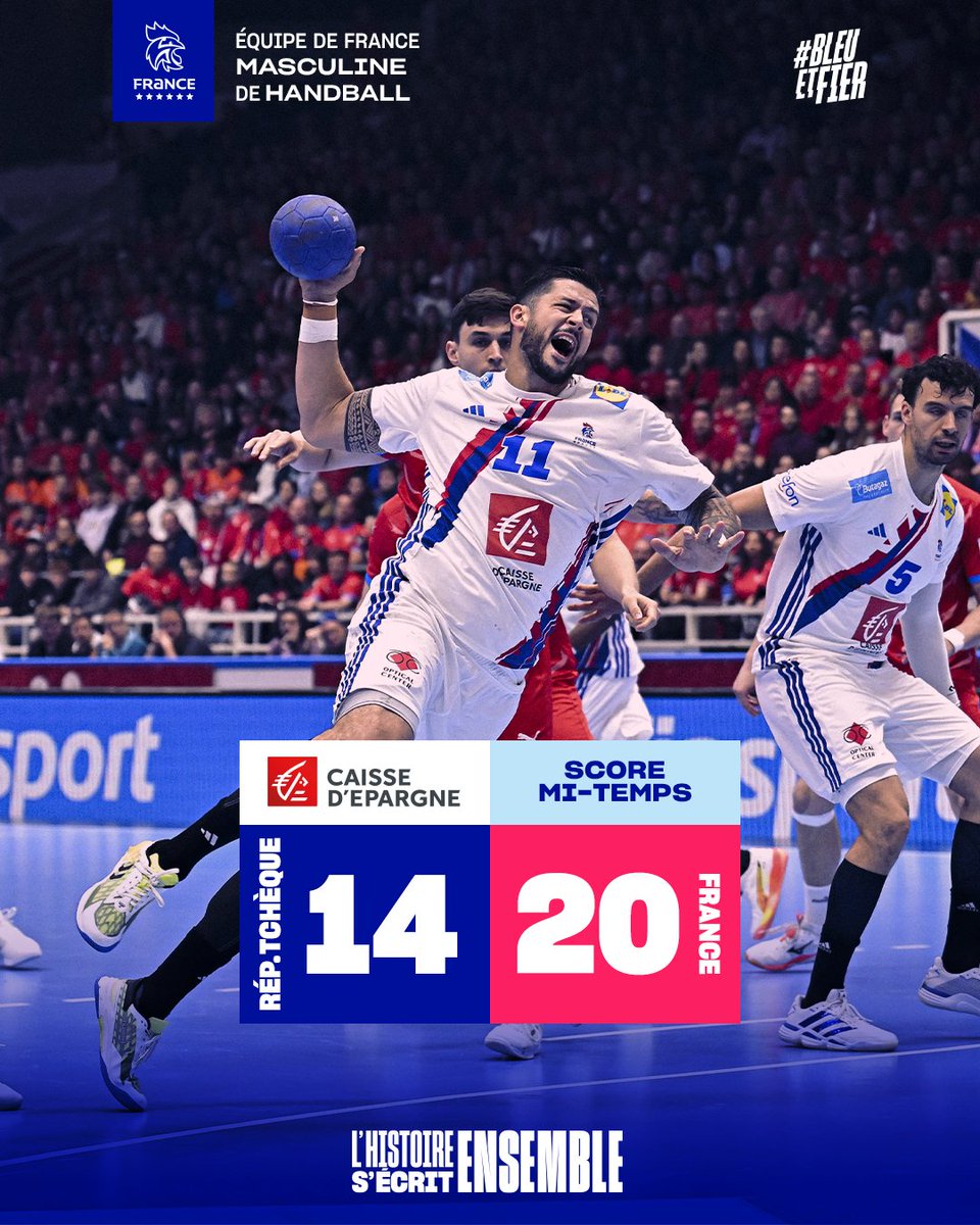FRAHandball's tweet photo. MI-TEMPS ! 🇨🇿🇫🇷
Les BLEUS sont devant à la pause ! 
#BleuetFier https://t.co/ebCFEhJxKY