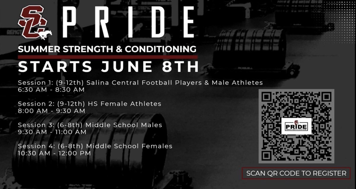 pride_sc's tweet photo. 🚨 SC PRIDE 🚨

 🕕| 6:30 AM - 12:00 PM 
 🗓️| June 8 - July 16 
(No SC PRIDE: June 29-July 3)
💪| SESSIONS  1-4
🖇️| Online Registration  https://t.co/GtUgC253O0

Maximize your ability and mentality! Your season starts with PRIDE! 💯

🏈🏐🎾🏀🤼🤼‍♀️🎳🏃🏃‍♀️⚾️🥎🏊‍♀️ https://t.co/spPnp0xcaI
