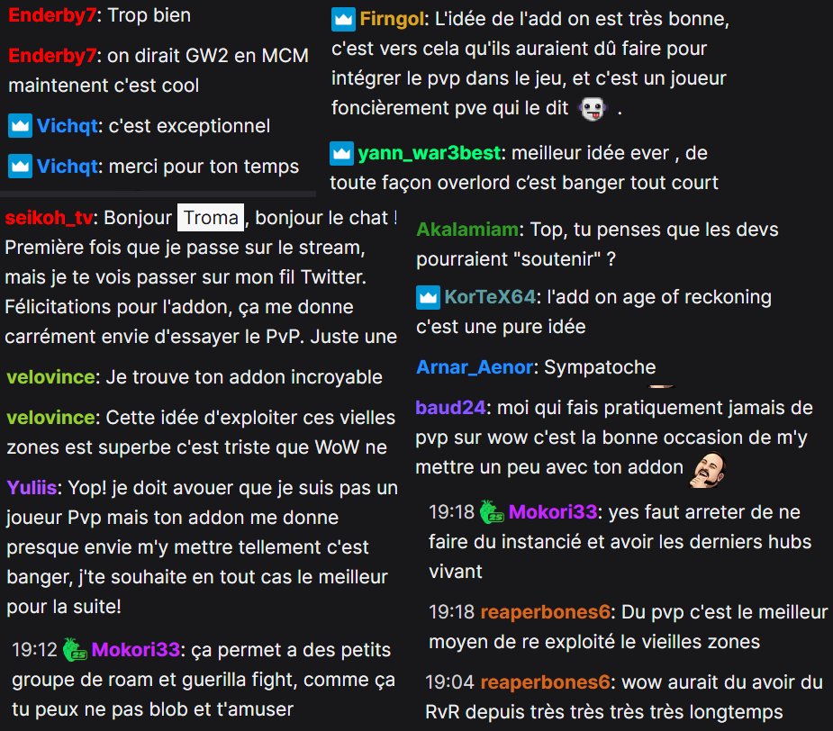 TromaFR's tweet photo. Les retours des joueurs au quotidien sur mon add-on Overlord :) https://t.co/p2DxHGYynH