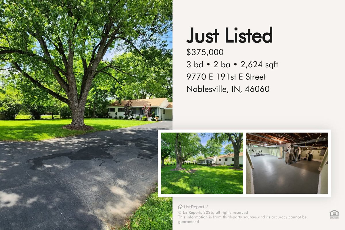RyanHakes's tweet photo. Just Listed in #Noblesville - Immaculate 3 bed / 2 full bath + full basement on almost 1/2 acre lot with towering mature trees. 2 min from Potters Bridge and the White River Greenway! Call/Text 317-410-0505 for more info. 

#hamiltoncounty #noblesvilleindiana 
#NoblesvilleRealtor https://t.co/feV9rRAeY4