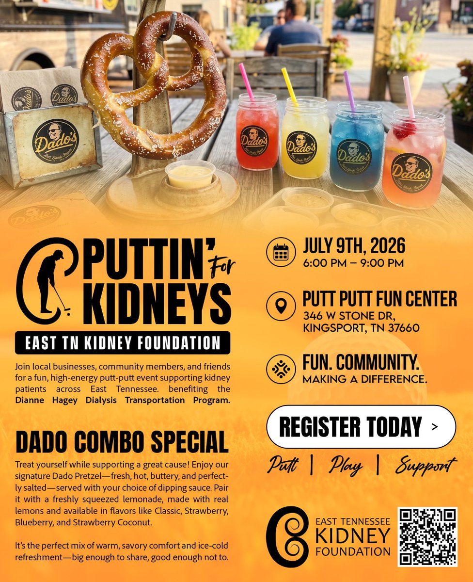 etkidney's tweet photo. Mini Golf. Major Impact. ⛳💚

Join us July 16 in Kingsport for Puttin’ for Kidneys and help support East Tennessee kidney patients through the Dianne Hagey Dialysis Transportation Program. Every putt helps change lives.

Register today: https://t.co/JvWJ67VCsW

#ETKF https://t.co/dDkNyz7GLL