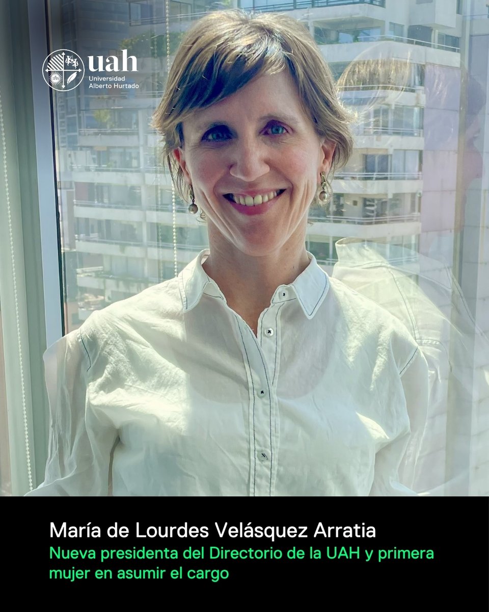 uahurtado's tweet photo. Por primera vez, @uahurtado tendrá a una mujer en la presidencia de su Directorio.

María de Lourdes Velásquez asume el cargo tras una trayectoria en el ámbito jurídico, corporativo y de compliance en Chile y el extranjero.

Su nombramiento marca un hito para la Universidad. https://t.co/ahb8f5Nx7z