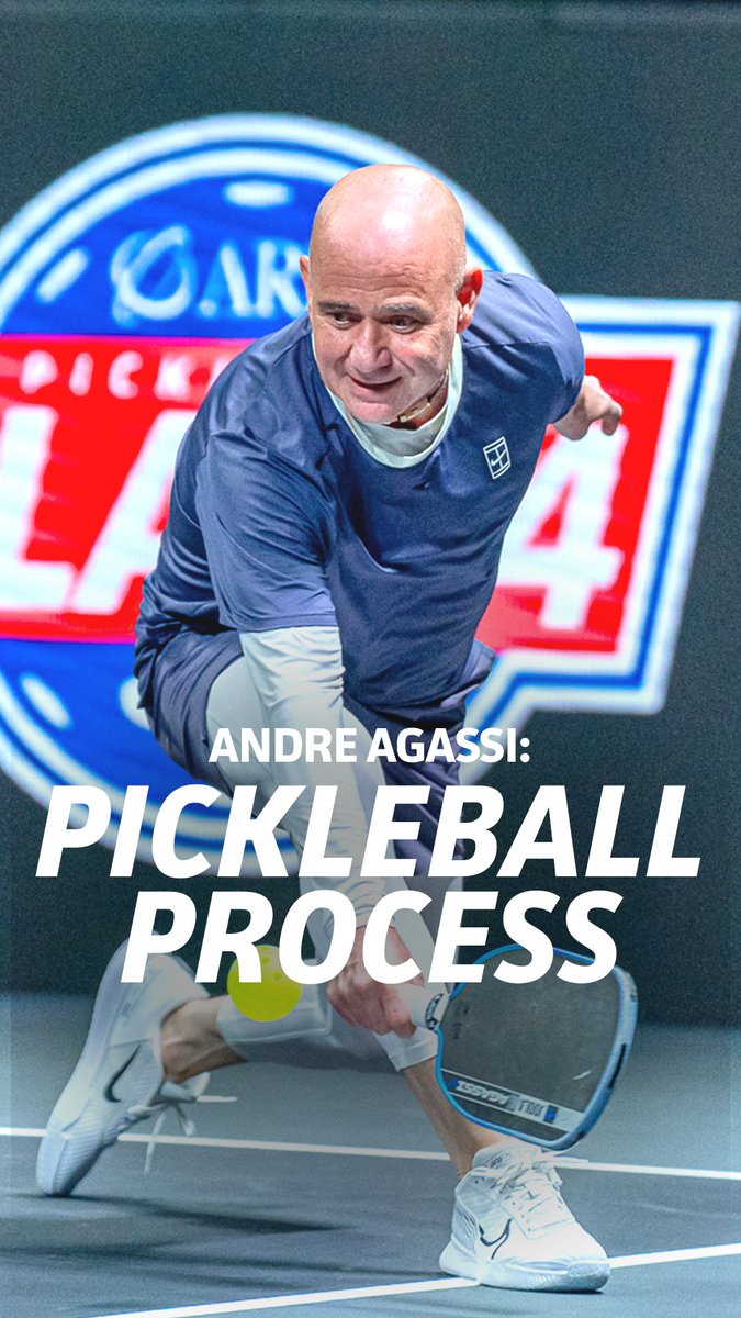 pickleballslam's tweet photo. The challenge of pickleball brought Andre Agassi back to competition👀 https://t.co/syBay0XFzs