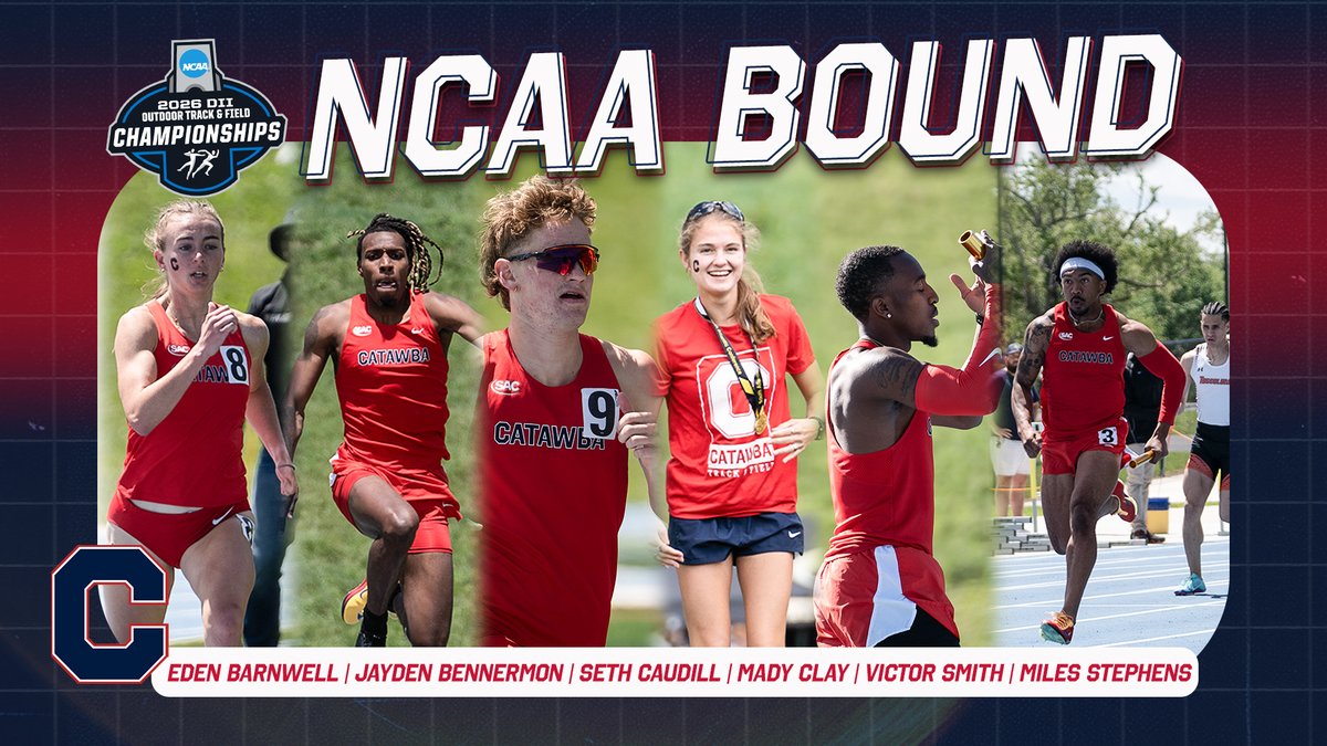 CatawbaIndians's tweet photo. 6⃣ Catawba student-athletes are heading to the NCAA DII Outdoor Track and Field Championships!

Barnwell, Bennermon, Caudill, Clay, Smith &amp; Stephens are set to compete in Emporia, Kansas from May 21-23!

Release | https://t.co/hLqVWb9yZg

#CatawbaCulture https://t.co/l8bcf9YMMy