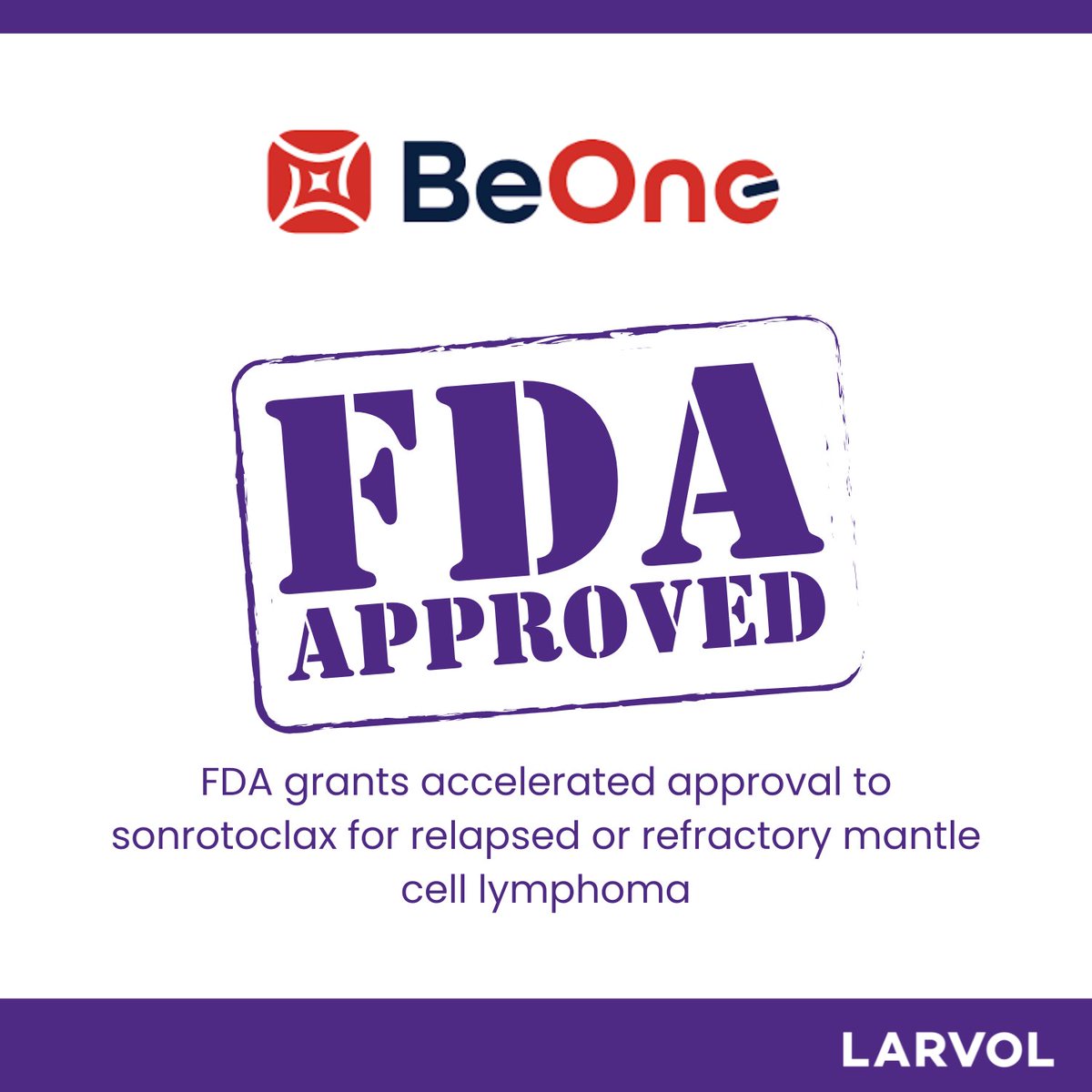 Larvol's tweet photo. FDA grants accelerated approval to sonrotoclax for relapsed or refractory mantle cell lymphoma
https://t.co/2KNYHLXYcF
Learn more π https://t.co/SnQGlTt89T
#LARVOL #CancerResearch #CancerData #Oncology #OncologyInsights #ClinicalTrials #FDA #FDAApproval #RRMCL #Lymphoma #LYMSM