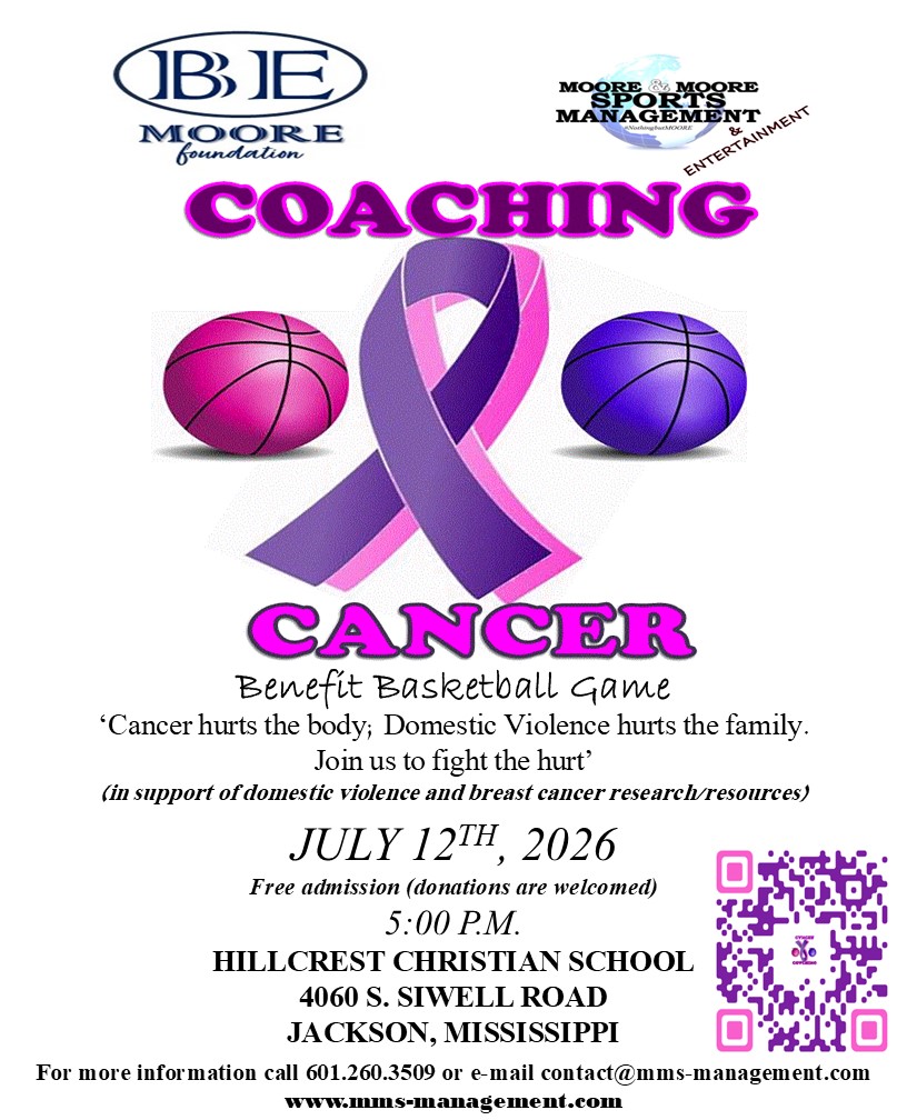 MMS_Management's tweet photo. The #BeMooreFoundation / #MMSManagement invite our coaches (any sport) to join us Sunday, July 12th for our annual Coaching Cancer Benefit Basketball Game.  Scan the QR Code or visit the website https://t.co/bA86qdQcK0 to sign up.  Free admission (donations are welcome).  For more information, contact @bmooreiii  at 601.260.3509.

Let's show our players we coaches can ball.

#NothingbutMOORE
#BeMoore
