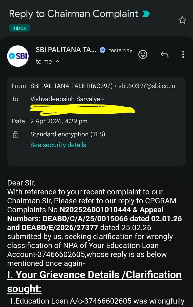 Raa_Navghan's tweet photo. @nsitharamanoffc @nsitharaman @Satish_Marathe1 @SahkarBharati @RBI @PIB_India @MIB_India @FinMinIndia @MCA21India @DDIndialive @airnewsalerts Shri ChallaSreenivasulu Setty,How can 1 loan have 6different NPAdates? @TheOfficialSBI's inconsistent records r ruining a student's future.This is administrative fraudwith @RBI @PMO @FinMinIndia &amp;student.Pls intervene&amp;hold SBIaccountable forthis harassment
https://t.co/HTwQq8H6dt https://t.co/cP189sdhfz
