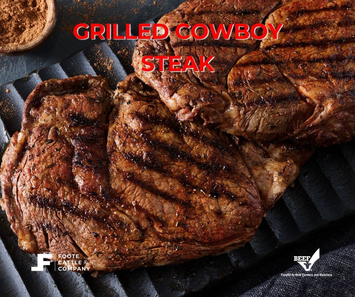 footecattle's tweet photo. If you're craving something hearty and bold during BEEF month, this Grilled Cowboy Steak recipe is for you! A solid go-to when you want something filling and done right.

Find the recipe here: https://t.co/aBg06DYsMQ 

#BEEFmonth #FooteCattle https://t.co/fyufimP9qz