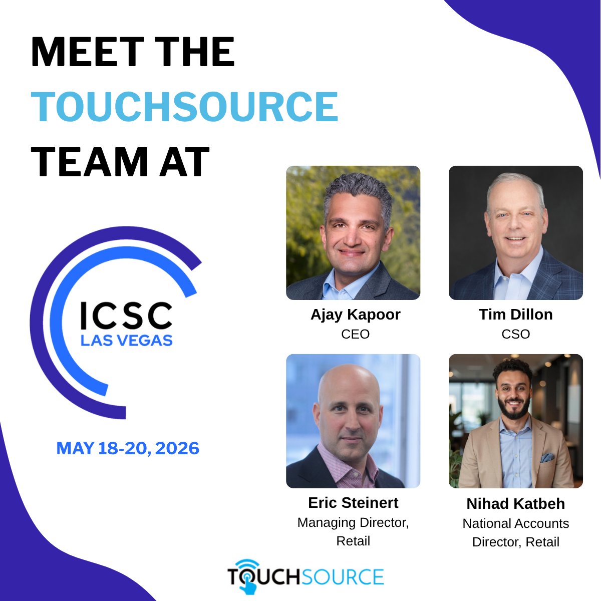 touchsource's tweet photo. TouchSource will be at ICSC Las Vegas next week!

TouchSource digital kiosks and video walls can elevate the shopper experience and centralize property marketing to attract tenants and increase the property asset value. Book a meeting with us: https://t.co/8wkjfajdEI https://t.co/kUESRCfDaA