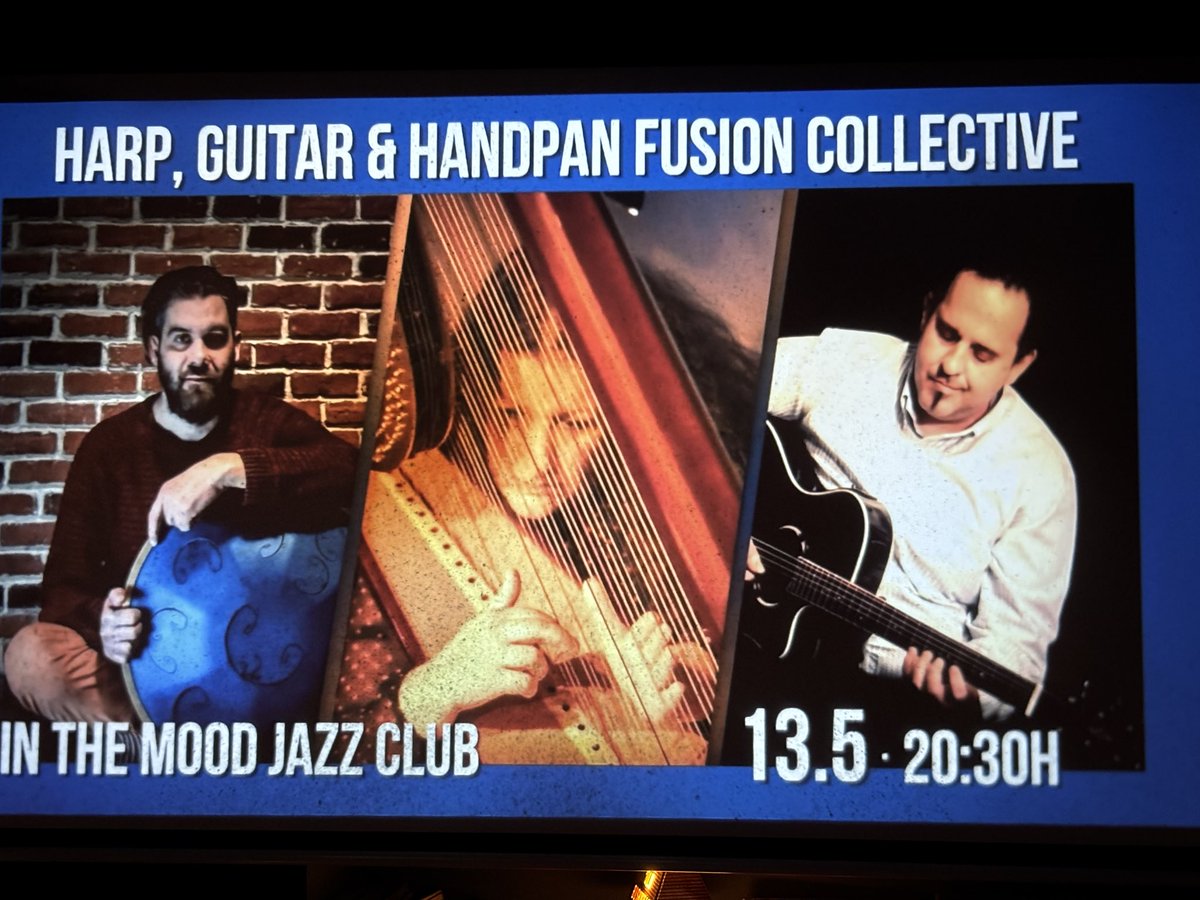 IvanGaidarov's tweet photo. At our local jazz club #InTheMood
Enjoying beautiful jazz session by:
#Lily_Stoeva harp
#Plamen_Mandadhiev guitar
#Nikolay_Dimchevski percussion
The place to be tonight 🎺🎷
📷 Own https://t.co/40AaSmJmbI
