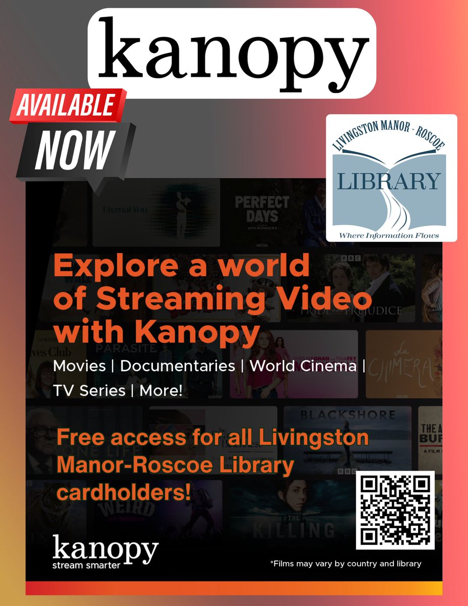 LMR_Library's tweet photo. Have you used your library card to watch movies or TV shows with Kanopy yet!? New titles are added every month and are available for you to stream for FREE. From indie films and documentaries to major blockbusters and cult classics, there is something for everyone. https://t.co/soOJV1rwRl