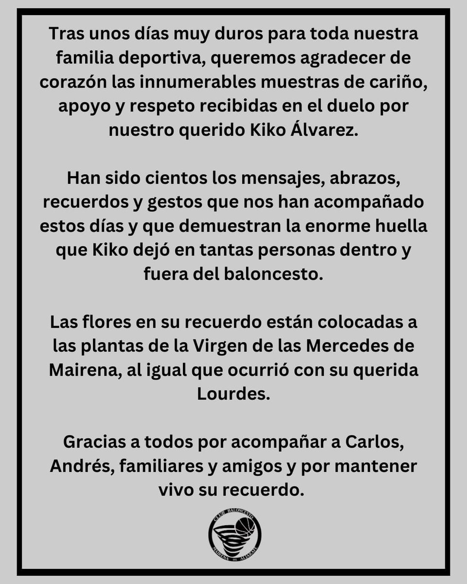 basketmairenalj's tweet photo. Gracias por tantas muestras de cariño. 
Gracias siempre. https://t.co/MXMNwSJX8s
