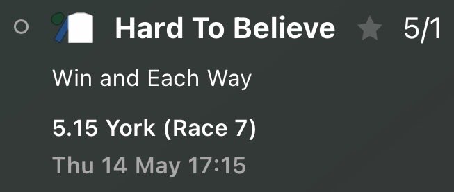 EarlyBirdBets_'s tweet photo. 🚨 FREE Value Bet of the Day! 🚨
🏇 3 Hard To Believe @ 5/1 win (York 17:15) on Bet365/WilliamHill
Don’t miss out! Bet now and don’t take a shorter price! 💰
#EarlyBirdBets #FreeTip #bettingtips https://t.co/idA1vAIwcu