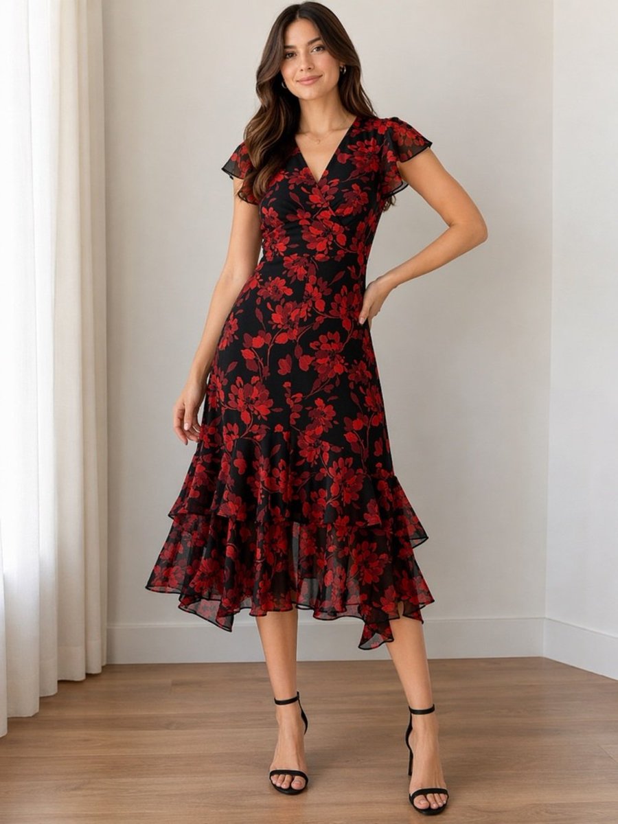 sachin and babi light blue dress tommy hilfiger corsage print chiffon midi dress 2026 Clearance