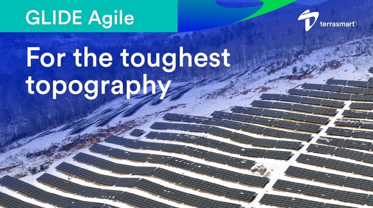 Terrasmart's tweet photo. Not every solar project starts on flat, easy ground. GLIDE Agile is built to adapt to challenging terrain, including slopes greater than 30%, while helping reduce the risks that can slow projects down.

Learn more: https://t.co/rVtDitzKOY

#Terrasmart #SolarEnergy #GLIDEAgile https://t.co/L6IkJgQEYi