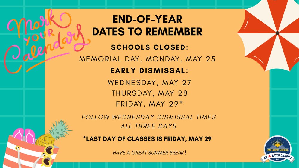 lakeschools's tweet photo. Mark Your Calendars: End-of-Year dates to remember https://t.co/RVqhufCKv0 https://t.co/PHVsOP1SOh