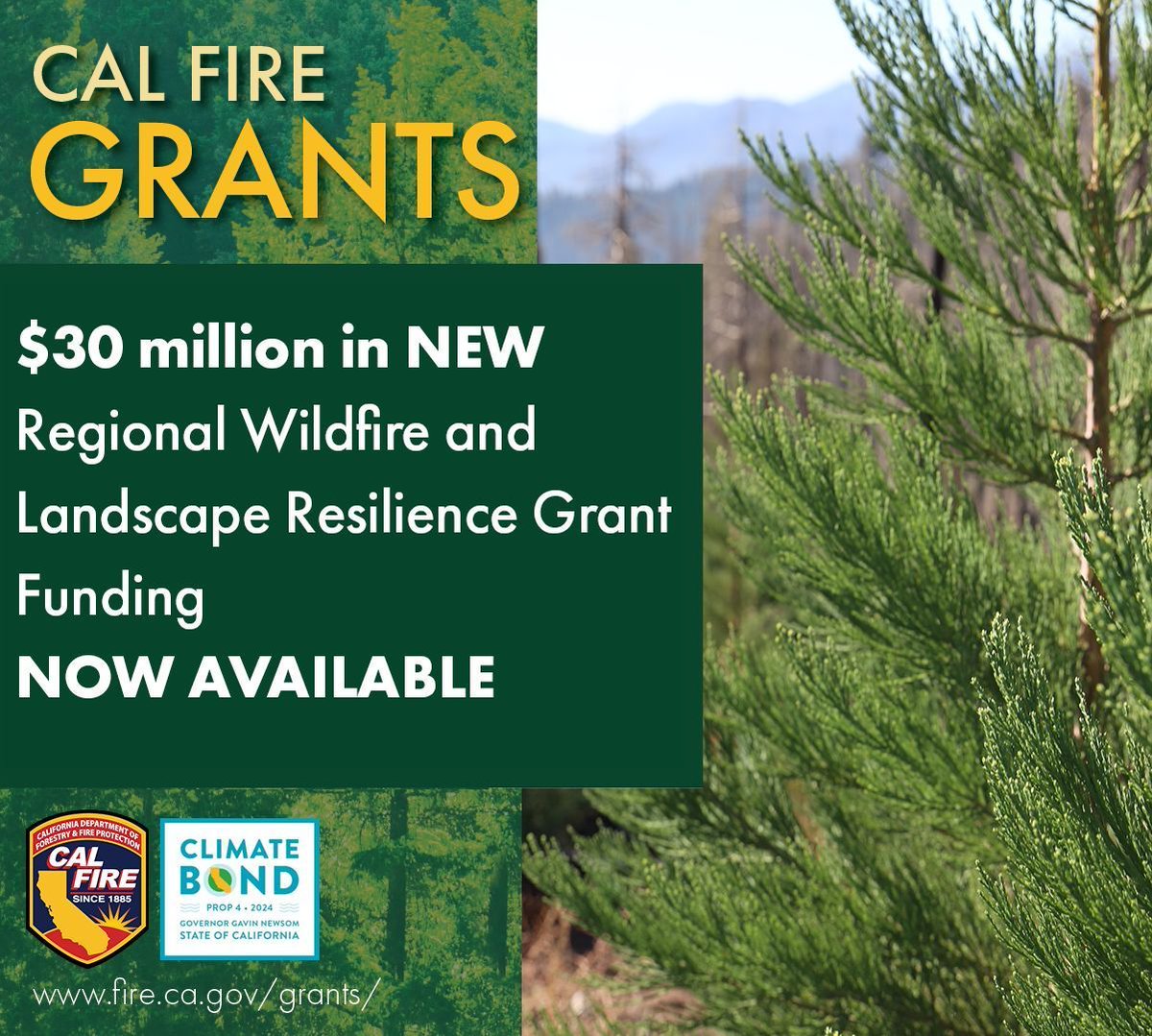 Check it out--new Climate Bond funds are available for wildfire &amp; landscape resilience projects!