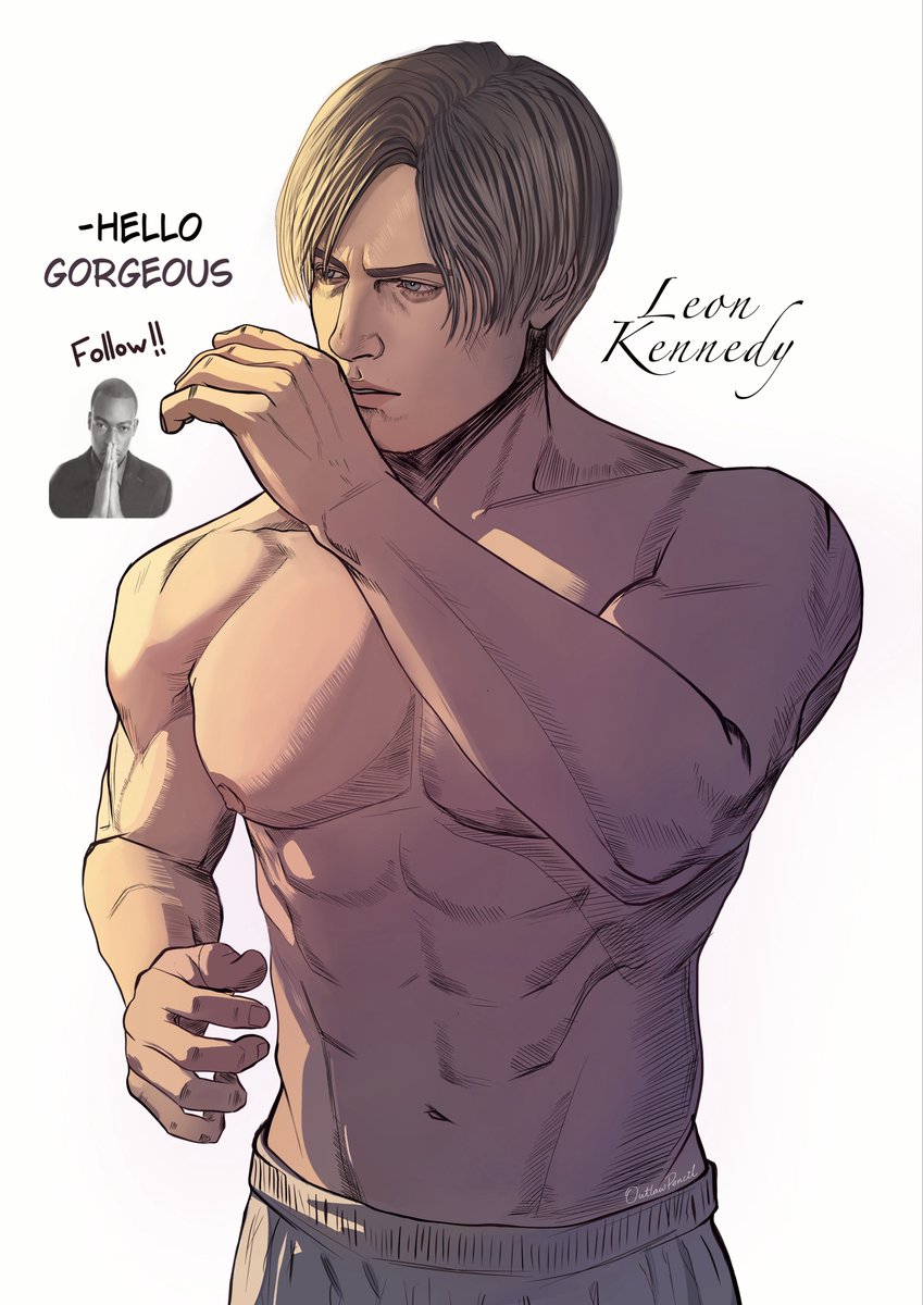 OutlawPencil's tweet photo. When Leon hits the gym instead of the zombies ( ´ ▽ ` ).｡ｏ♡ #leonkennedy #residentevil #art #fanartㅤ https://t.co/4vLddHtI5U