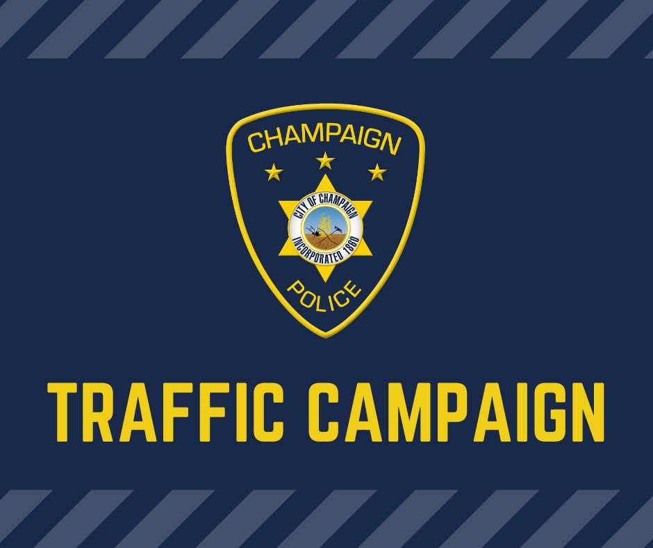 ChampaignPD's tweet photo. The Champaign Police Department is partnering with the Illinois Department of Transportation, the Illinois State Police, and more than 200 local law enforcement agencies to step up traffic enforcement and encourage everyone to buckle up for safety. Drivers can expect high-visibility seat belt enforcement throughout Illinois from May 15 to May 26, during the Memorial Day travel period.

During the seatbelt enforcement campaign, officers will promote visible enforcement of Illinois law in an effort to encourage the use of vehicle restraints. Those found to be unbuckled or violating other rules of the road will be issued citations and written warnings, when appropriate. Efforts to address seat belt concerns in Champaign will focus on arterial routes.

Full Release: https://t.co/UpOriOysg8

[IMAGE DESCRIPTION: A Champaign Police logo is centered on a dark blue background with the text "Traffic Campaign"]