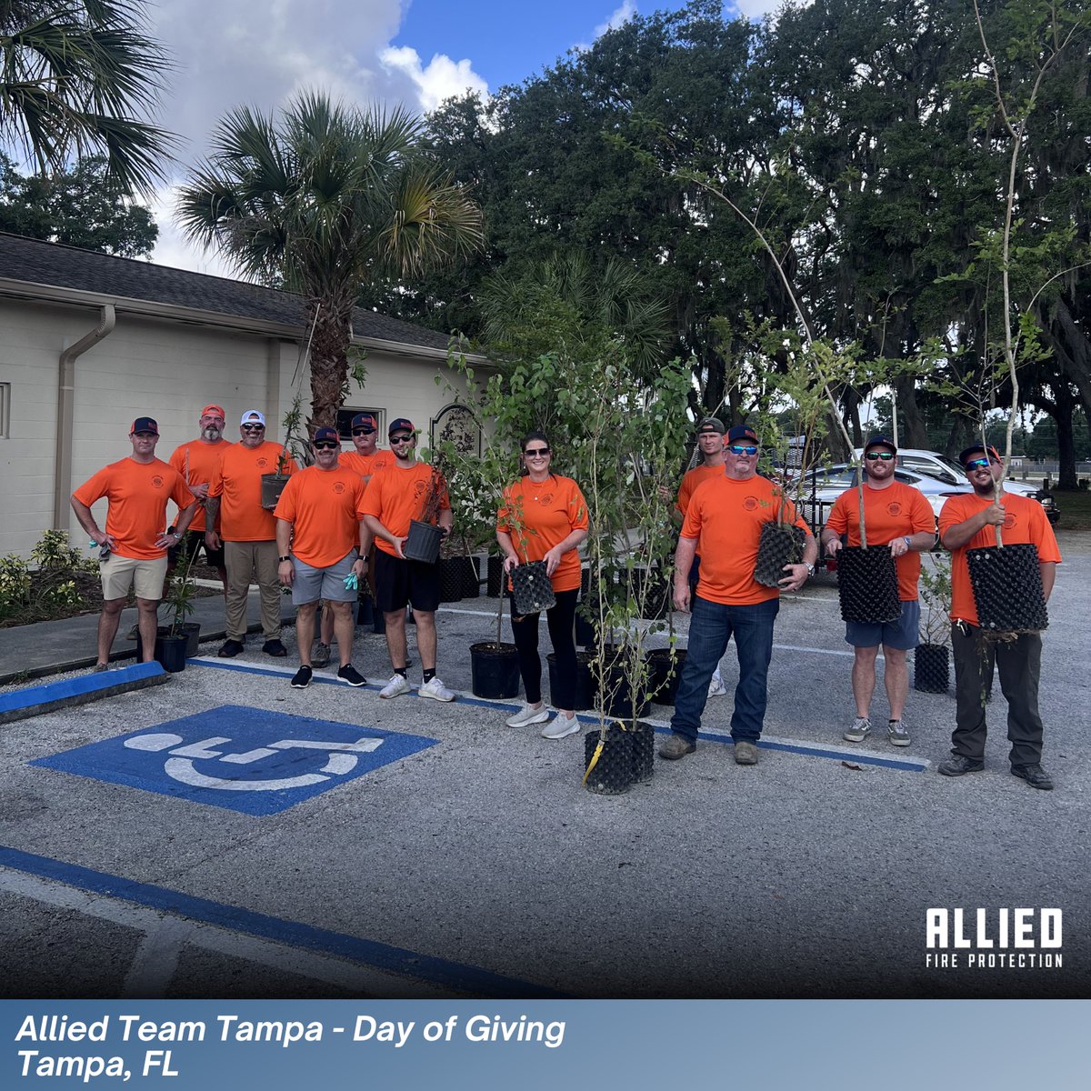 AlliedFirePro's tweet photo. For the last stop on this year's Annual Day of Giving trail our Tampa Team took center stage, spending the day out in the community focused on service, connection, and making a difference where it really matters. In Wimauma Park in Tampa, the team dedicated their time to a community tree giveaway that supported local needs and community spaces.

At Allied Fire Protection, giving back isn’t just something we do, it’s a valued part of who we are. Our Day of Giving is a companywide tradition, with each of our offices closing for the day so our teams can focus on supporting the communities that support us. And true to our motto, we work hard and play hard, wrapping up the day with our annual spring picnic.

We’re grateful to our local Tampa partners Keep Tampa Bay Beautiful and the   Arbor Day Foundation @arborday who organized the tree giveaway and helped guide our efforts throughout the day. Their insight and collaboration ensure our time and resources are directed where they can make the most meaningful impact, strengthening the communities we are proud to be part of.

#CommunityFirst #WeAreAllied #AlliedCares #CommunityImpact #GivingBack #AlliedFireProtection