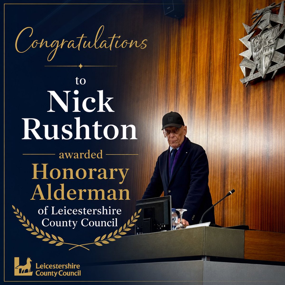 NWLeicsBlue's tweet photo. A huge congratulations to Nick Rushton on being awarded Honorary Alderman of @LeicsCountyHall 

Nick’s unwavering commitment to public service over the last 30 years has earned him the respect of colleagues across the political spectrum. https://t.co/M8jkpmKAcc