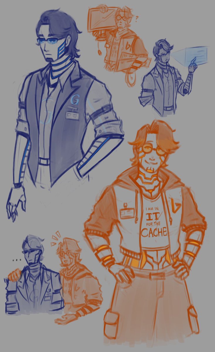 Apocalyxo's tweet photo. I am currently doing an Office/Work AU for some of the egos based on my job, and since I work in IT, I obviously started with Google and Bing, our favourite androids, hehehe <3 https://t.co/UqIAttrLOK