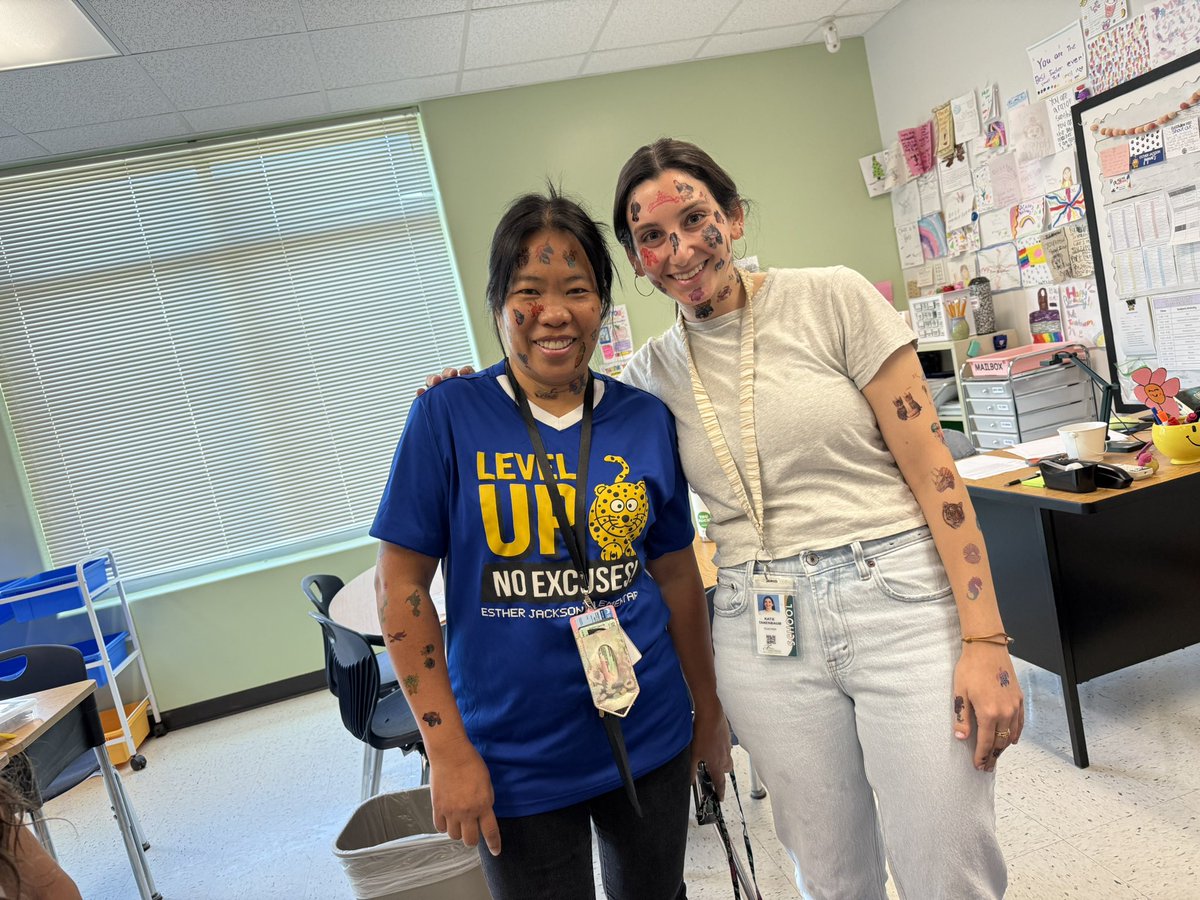 teachingwtbaum's tweet photo. We wore our growth with pride! 💪✨ A new Esther Jackson tradition: tattooing our teachers to celebrate i-Ready success — 10 points of growth earned a tattoo! Our students worked hard and it definitely showed! 💙📈 @EJJaguars @MsBoydEJES https://t.co/ZrjnedBPnA