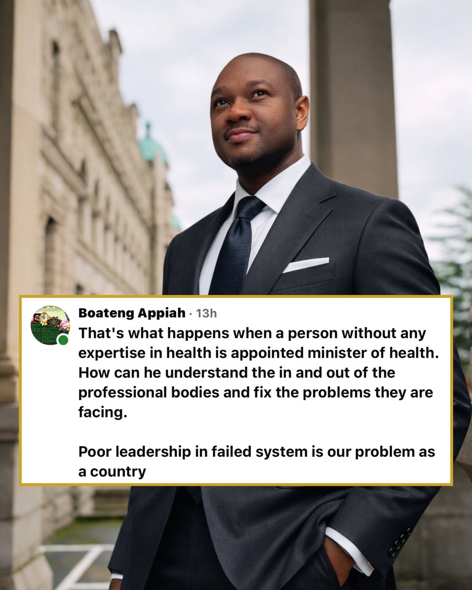 dr_bandak's tweet photo. A comment under my facebook post…

I once asked a prominent politician a question about ministerial appointments.

My question:

Would Ghana feel comfortable appointing someone with no basic understanding of economics to lead the finance ministry?

Would we feel comfortable appointing someone with no legal foundation to serve as Attorney-General or Minister for Justice?

Then why do we often accept the idea that someone with little understanding of health systems, healthcare delivery, public health, or clinical realities can lead the health ministry?

Her answer was that:

“You don’t need health knowledge to lead the health ministry.”

I was not convinced.

And still not convinced.

So I am asking again. May be you I will get a better answer from X.

-

Just to add

A health experience alone is not enough either.

That is not my argument.

The person still needs leadership, management, political judgment, financial discipline, and the ability to work across systems.

But some foundation in how healthcare and health systems work should be treated as a minimum requirement.

You cannot lead what you do not understand.

When the crisis comes, you still need enough knowledge to ask the right questions, challenge weak advice, understand trade-offs, and know when the system is failing before the public sees the damage.

Health leadership should be treated like stewardship over a system that decides who lives, who waits, who suffers, and who gets care.

Maybe I am wrong.

But what do you think?

Health isn't special enough?
