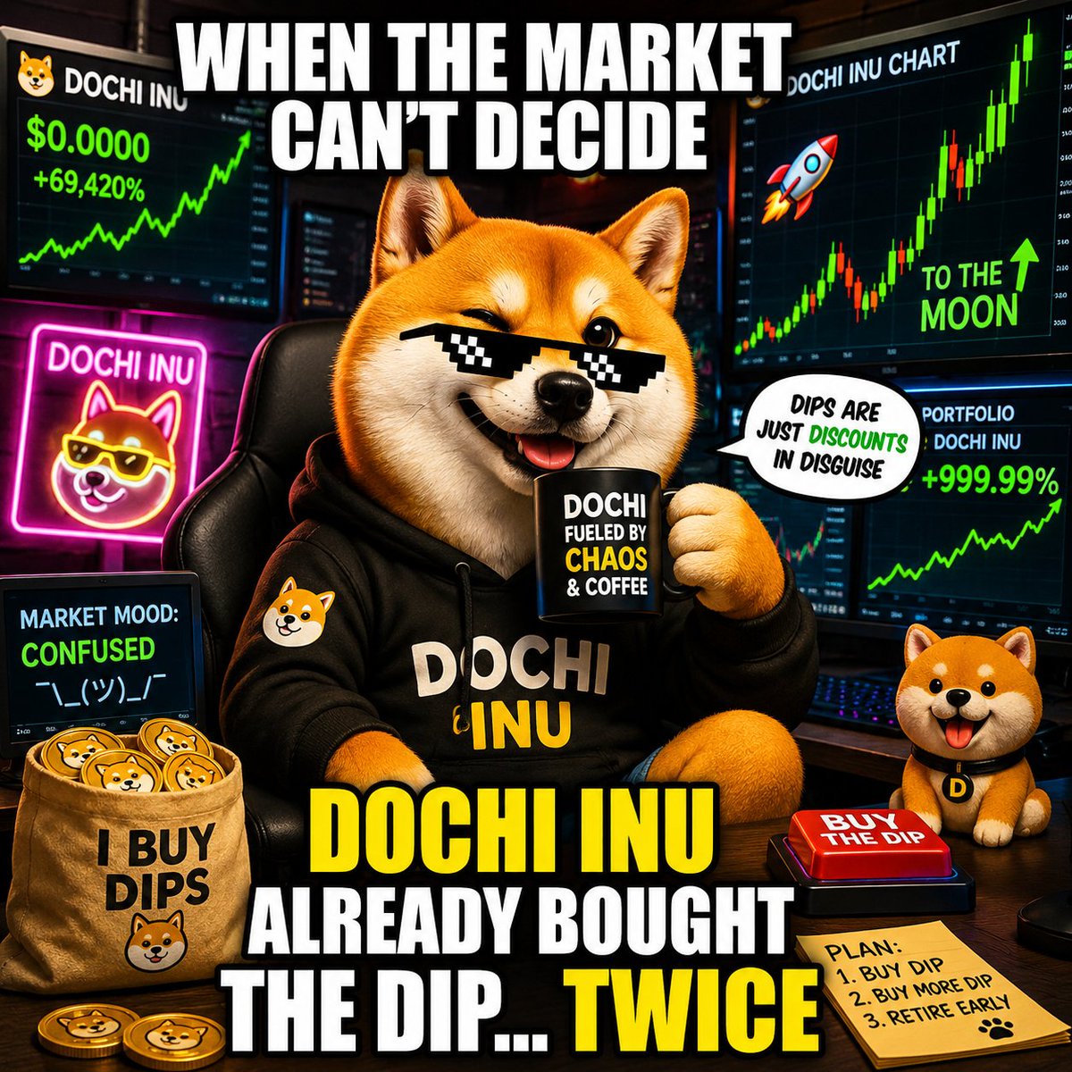 JonahcDavid's tweet photo. When the market can't decide 
@dochiinu already bought the dip twice 
#dochiinu https://t.co/gTvSDVYElH