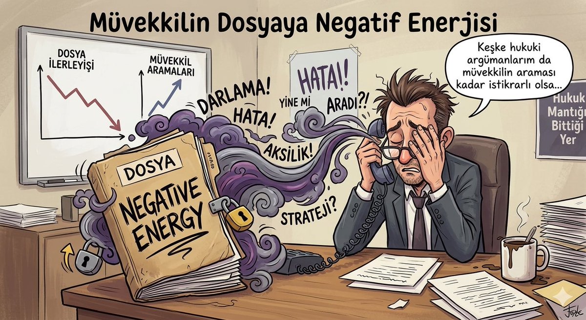 av_hakan_'s tweet photo. "Müvekkilin dosyaya negatif enerjisi" diye bir gerçek var. Stratejiyi avukata bırakmayan, her gün "Dosyada gelişme var mı?" diye darlayan müvekkilin dosyası bir şekilde tıkanmaya mahkumdur. Aksini iddia eden henüz o 'malum' telefonu almamıştır. https://t.co/l2YlxdbnPL