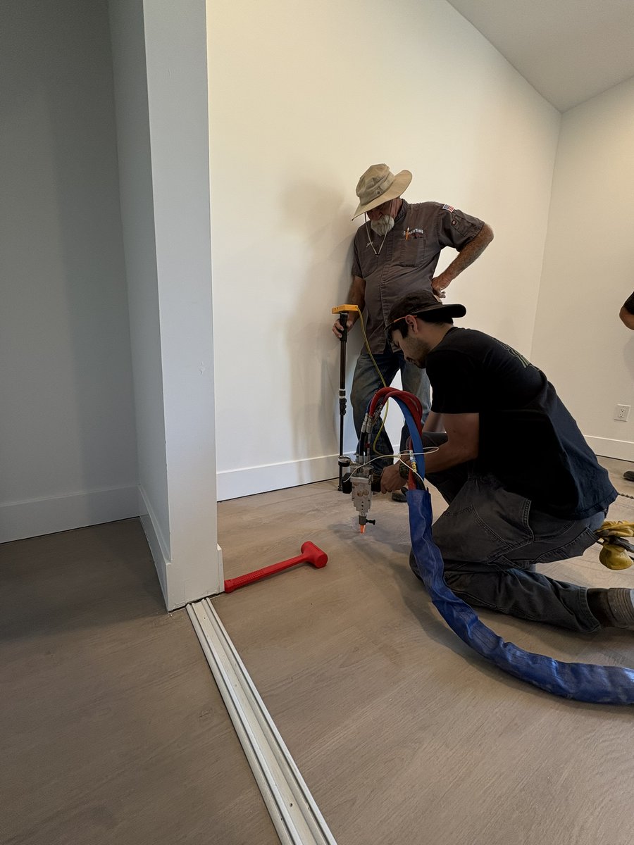 HMICompany's tweet photo. When a contractor ran into a serious settlement problem, HMI account manager Austin didn’t just offer advice over the phone; he flew out to the jobsite and got in the trenches with the crew.

The casita and house were sinking, floors were dropping out of level, and the crew needed a fix fast.

Over two days, Austin worked side-by-side with the contractor to lift and stabilize the foundation and bring the interior slabs back where they belonged using over 700 pounds of high-density polyurethane injection.

That’s how we do things at HMI - real support, real people, and jobsite guidance when contractors need it most.