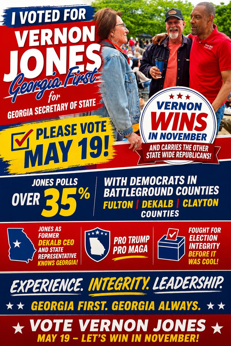 BrantMeadows's tweet photo. I voted for Vernon Jones. Please vote May 19. @VernonForGA https://t.co/2l70JuKqCe