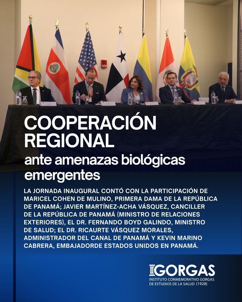 InstitutoGorgas's tweet photo. El Dr. Nicanor Obaldía Rodríguez, Director General del Instituto Conmemorativo Gorgas de Estudios de la Salud (ICGES), participó junto a la delegación del Instituto Gorgas en la Conferencia Regional de Biovigilancia enfocada en el Canal de Panamá, organizada conjuntamente por el Comando Sur de los Estados Unidos (SOUTHCOM) y la University of Miami Miller School of Medicine.

@ussouthcom y @umiamimedicine
🇵🇦🇺🇸

La participación de la delegación del Instituto Gorgas reafirma el compromiso institucional con la investigación científica, la vigilancia en salud y la cooperación regional para el fortalecimiento de la seguridad sanitaria.

Durante el encuentro, el Dr. Obaldía presentó la ponencia “Historical Foundations of Disease Control in the Panama Canal”, destacando el legado histórico y científico de Panamá en el control de enfermedades y la seguridad sanitaria.

La conferencia reunió a autoridades nacionales e internacionales para fortalecer la detección temprana de amenazas biológicas, modernizar las capacidades de respuesta y promover la coordinación regional ante desafíos sanitarios emergentes, con especial atención a la zona del Canal de Panamá.

Entre los participantes estuvieron Maricel Cohen de Mulino, Primera Dama de la República de Panamá; Javier Martínez-Acha Vásquez, Canciller de la República; el Dr. Fernando Boyd Galindo, Ministro de Salud; el Dr. Ricaurte Vásquez Morales, Administrador del Canal de Panamá; y Kevin Marino Cabrera, embajador de Estados Unidos en Panamá.

#InstitutoGorgas #ICGES #Biovigilancia #CanalDePanamá #SaludPública Ciencia Panamá. 🇵🇦

Noticia completa: https://t.co/295IhwQ6Fb