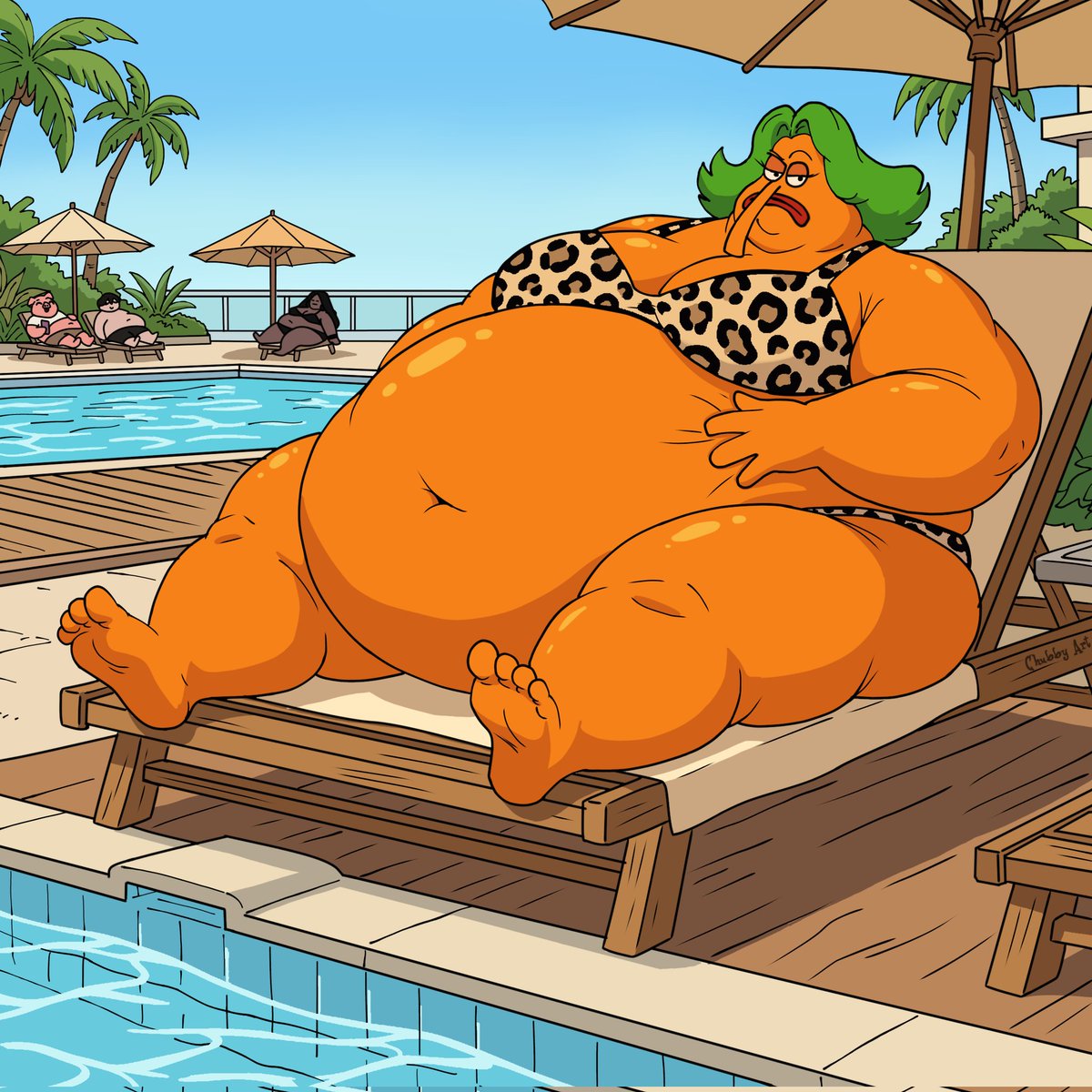 Chubby_Art25's tweet photo. Ms. Endive invited you to her vacation... just to have you attend to her every need.🍹🌴
​#Endive #SSBBW #WeightGain #DigitalArt https://t.co/pq1mAQuy2J