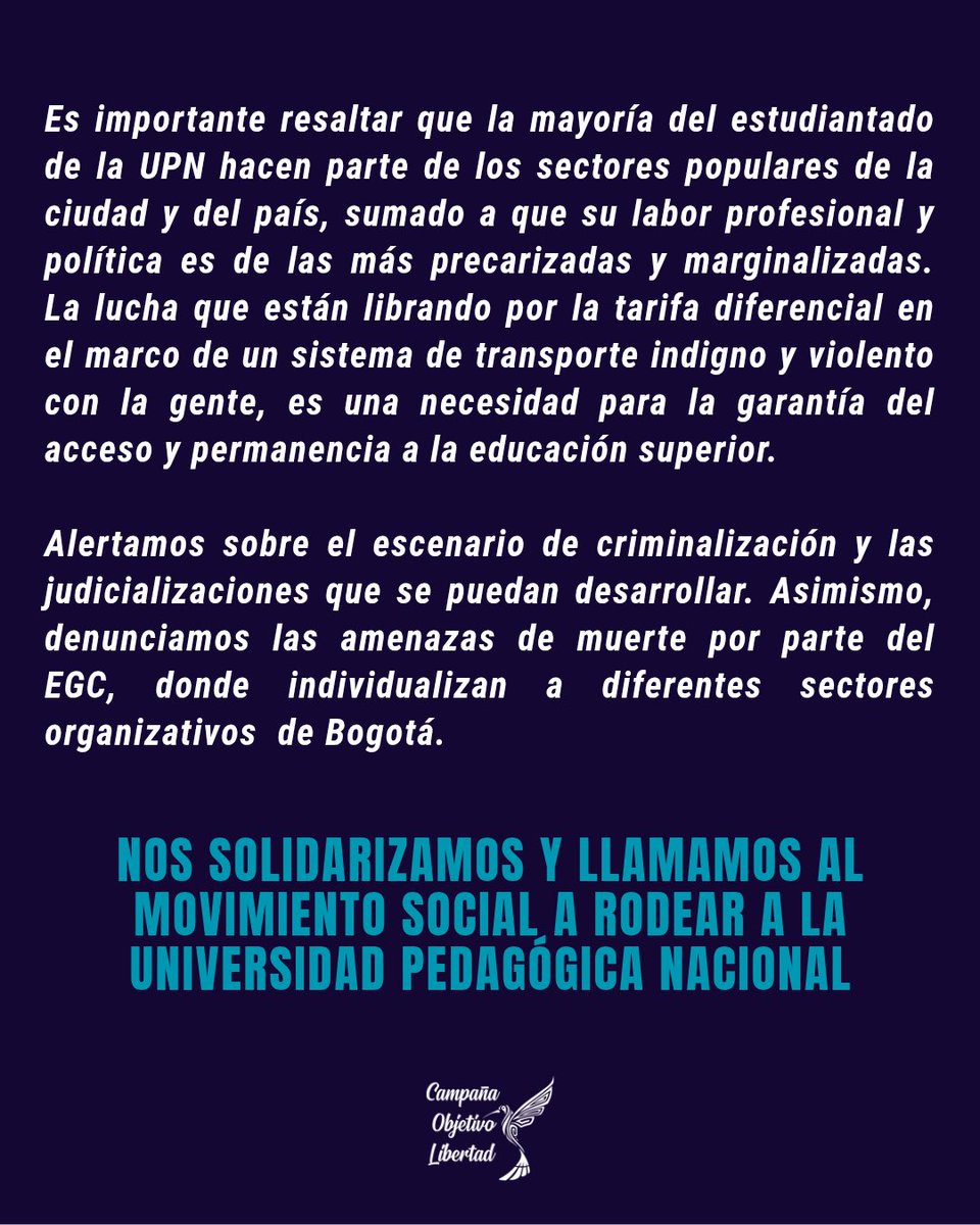 ObjetivLibertad's tweet photo. están librando lxs compañerxs de la UPN y a acompañar ante la alerta de criminalización que persiste. https://t.co/UOLqo1LI4c