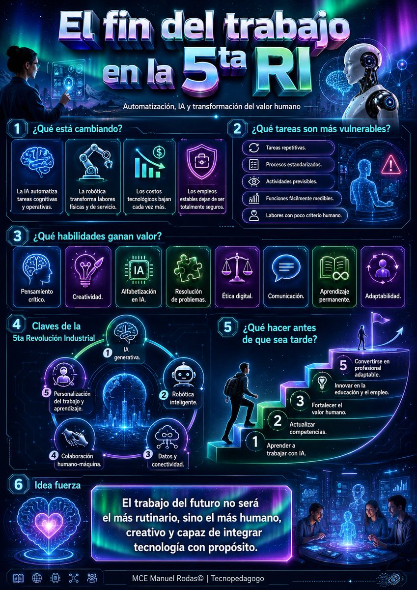 frodas's tweet photo. Los trabajos “seguros” ya no existen como antes.

La Inteligencia Artificial, la robótica y la automatización están transformando el mundo laboral a una velocidad histórica. Ya no solo se automatizan tareas repetitivas: también están cambiando funciones administrativas, https://t.co/YbAPCJ0LrD