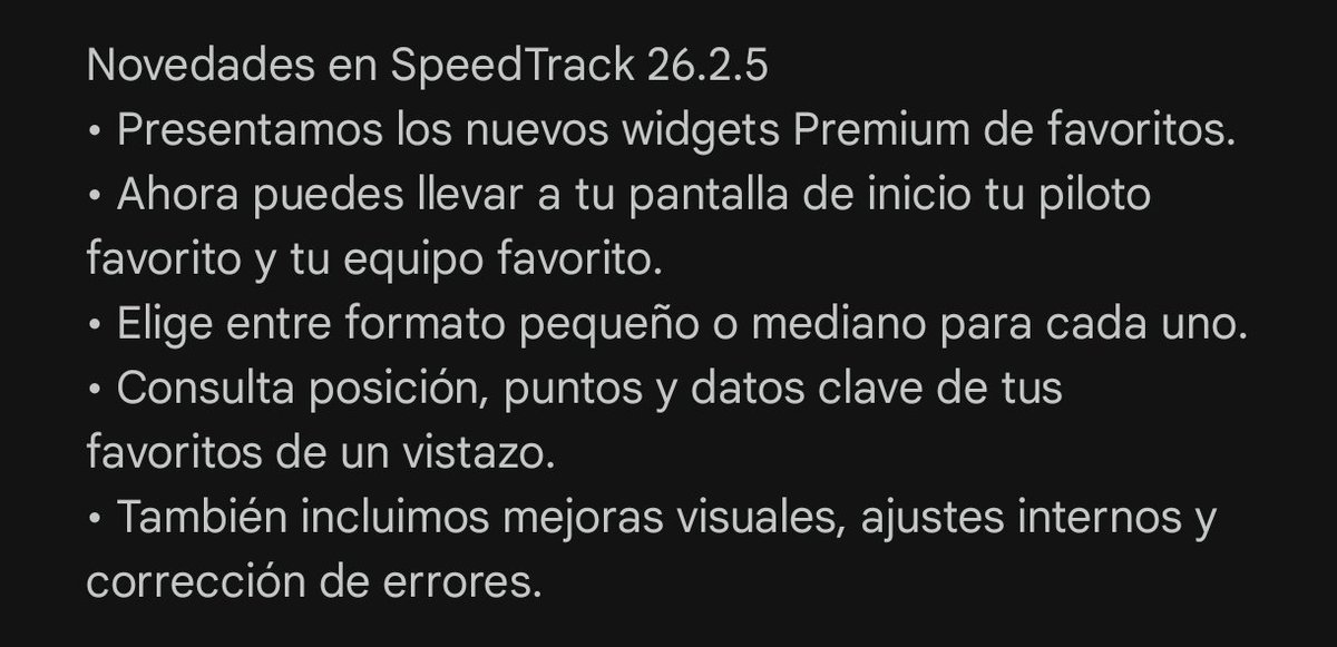 SpeedTrack_f1's tweet photo. v26.2.5 #Android

🇦🇷🇲🇽🇪🇸 Novedades
🇺🇸🇬🇧🇦🇺 What’s New

F1

👉 https://t.co/38jowru7zD https://t.co/2UjyoguQTC