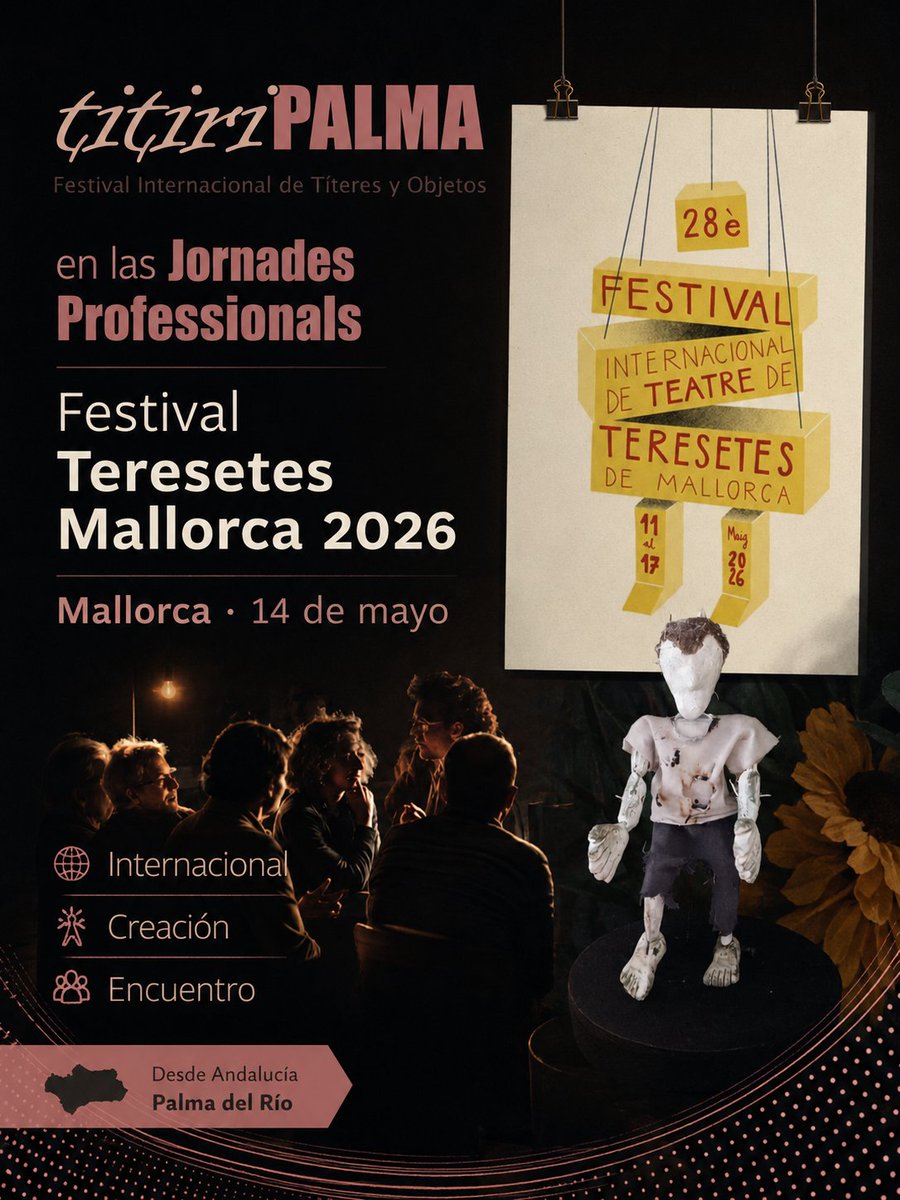 alasombrita's tweet photo. Participamos en las Jornades Professionals Teresetes 2026 para compartir una experiencia nacida en Andalucía: A la Sombrita, Salita Pocas Luces - CRAI, titiriMARTEs y titiriPALMA.

La cultura de proximidad también viaja lejos.

#FestivalTeresetes #ALaSombrita https://t.co/Onm6ipJOXq