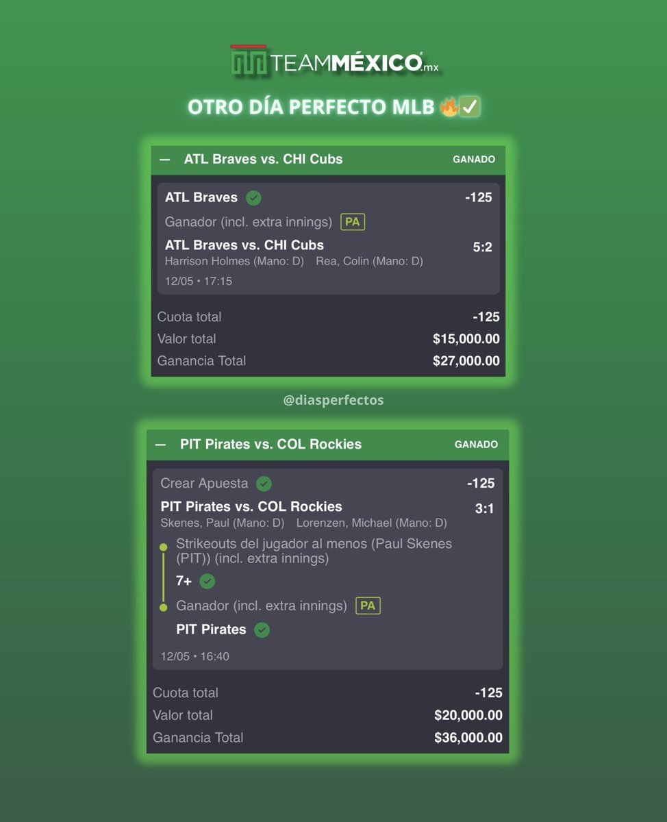 DiasPerfectos's tweet photo. ESTA SEMANA VAMOS A LOGRAR MI META DEL MLB ALL ACCESS Y MÁS 🔥⚾️

ÚNETE ➡️ https://t.co/7AgKbUGSoj

DESDE INICIO DE TEMPORADA (49 DÍAS) EL BANK VA EN 358% CAMINO A CUADRUPLICAR https://t.co/yaA5ITWeXj