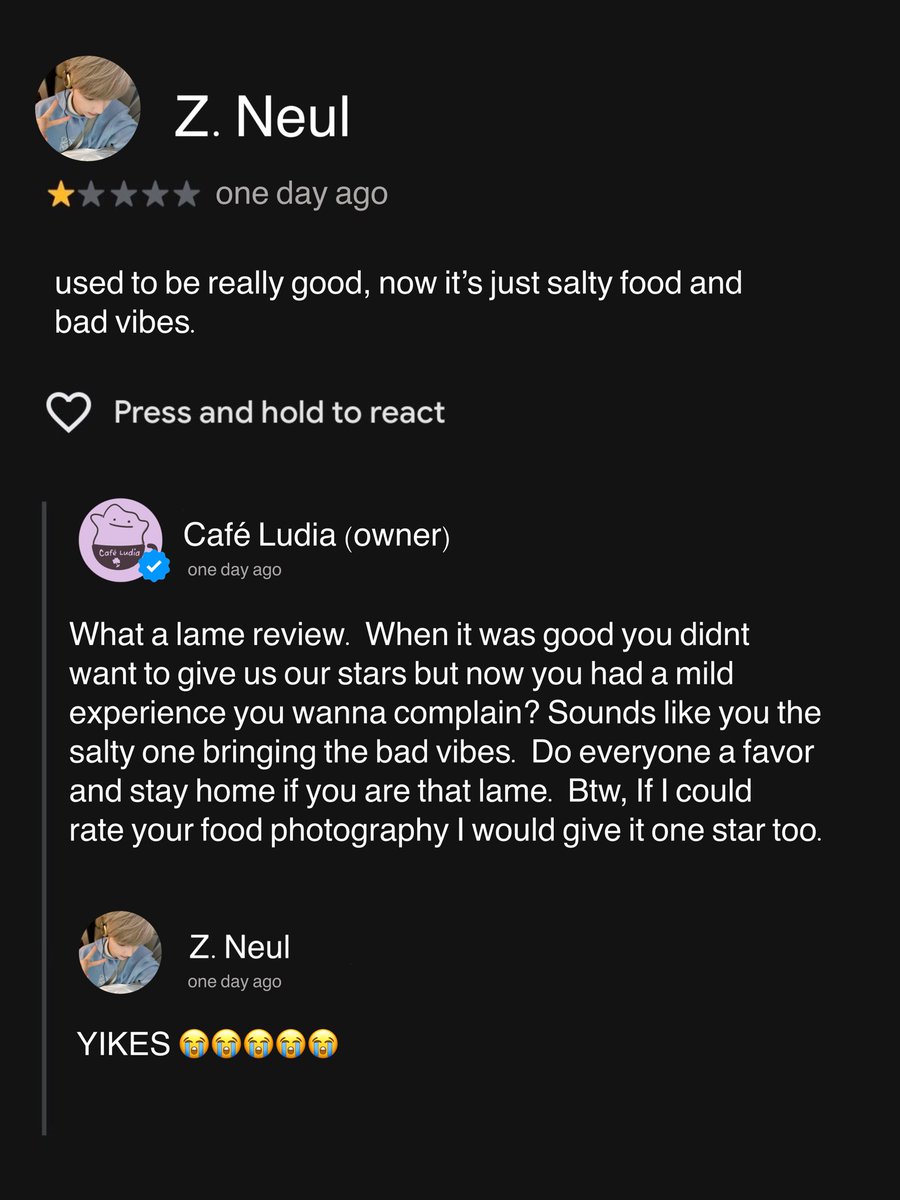 auralyso's tweet photo. ⋆.˚☕︎ Bad reviews &amp; Good coffee ☕︎ ˚.⋆

⤷ a #binneul / #빈늘 socmed au where z. neul thinks its hilarious to leave fake google reviews on places he’s never visited…

little does he know, his 1 star reviews &amp; a very offended café owner might just change his life forever ★ https://t.co/Lgdb8WWudw