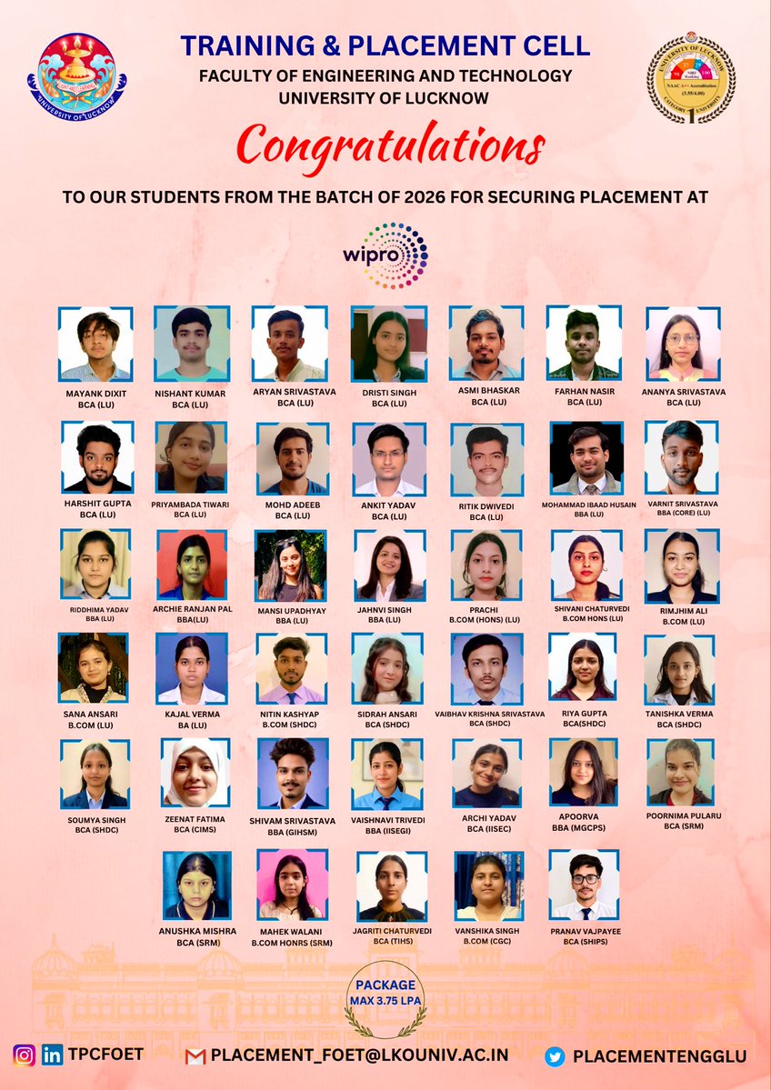 Training & Placement Cell @FoET-LU tweet media