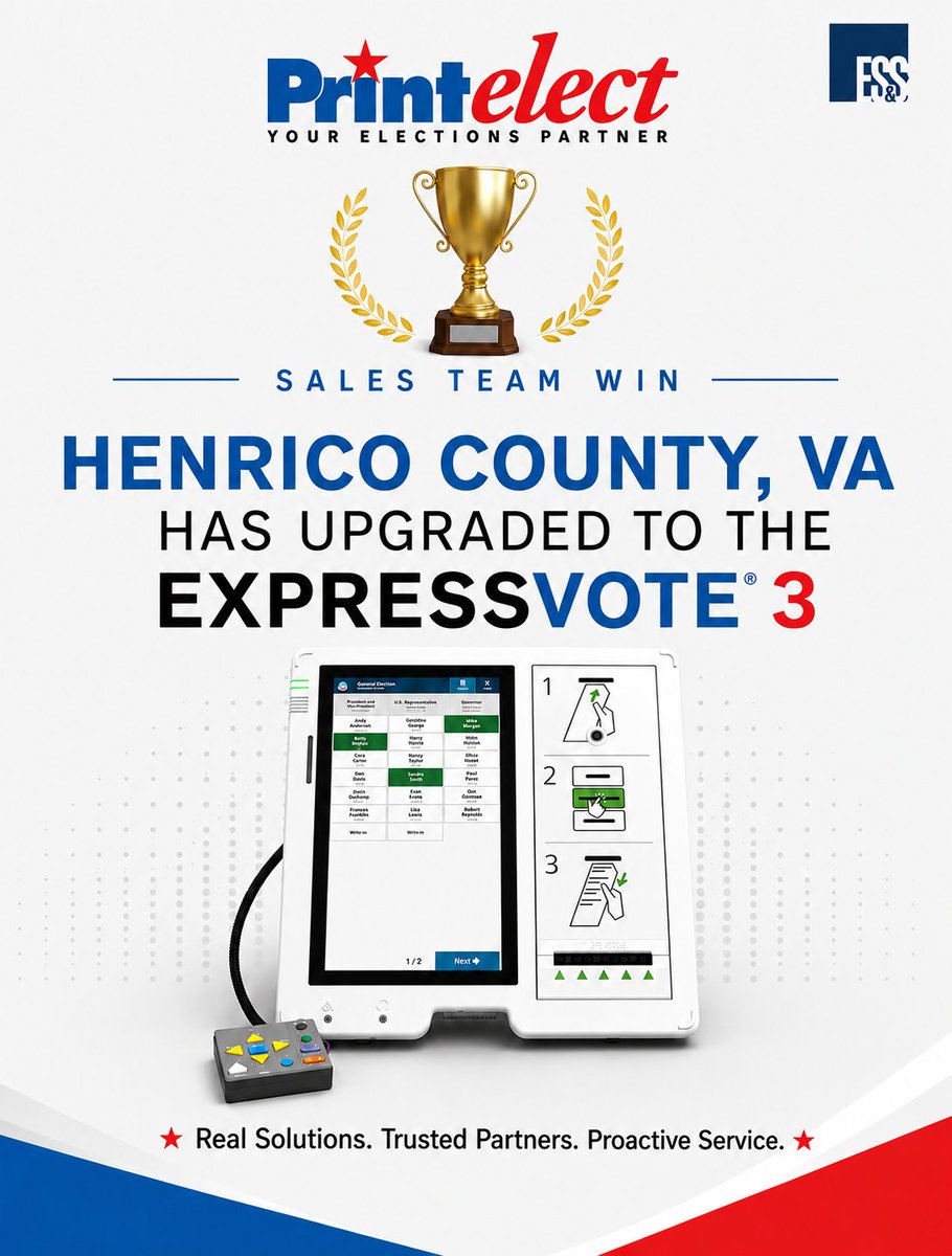 printelect's tweet photo. Another Win 🎉

#ElectionEquiptment #Virginia #ElectionSoftware https://t.co/mv4gMW0FIm