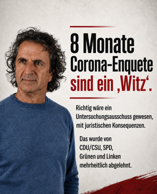 ReneGraeber's tweet photo. Die 8 Monate Corona-Enquete sind ein Witz. Und zwar ein Witz mit Ansage. Mehr dazu hier: https://t.co/EEM2mSygud https://t.co/by1OqbM0KY