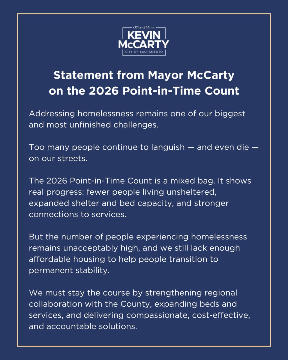MayorMcCarty's tweet photo. Statement from Mayor McCarty on the 2026 Point-in-Time Count.

Read the full results ➡️ https://t.co/cv7LYPQ2Zm https://t.co/kYPrjXZJ6o