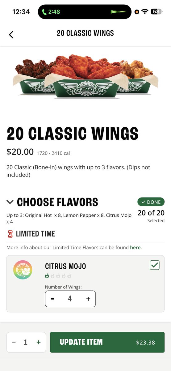 jaykaygray's tweet photo. ayo @wingstop i tried to order wings and they were showing up as $20 for 20, but when i checkout they're showing up as $36... had me ready for wings today but now i'm good off it.. 😕

pics so you know i ain't lying... https://t.co/OJy6ZHtZxB