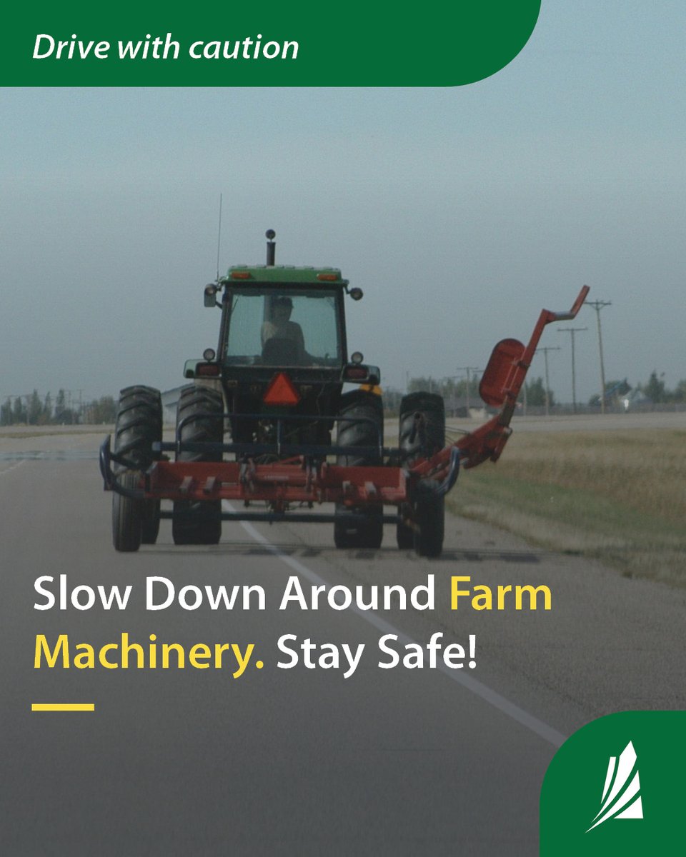 SKGovHwyHotline's tweet photo. It’s that time again! Large farm equipment 🚜 will be traveling on our highways.
When you see farm equipment, Slow down and give them plenty of space, Be patient wait to safely pass and stay alert!

Let’s work together to keep everyone safe this season. 
🔗https://t.co/t3KcfdagSA https://t.co/6pV2qDy79L