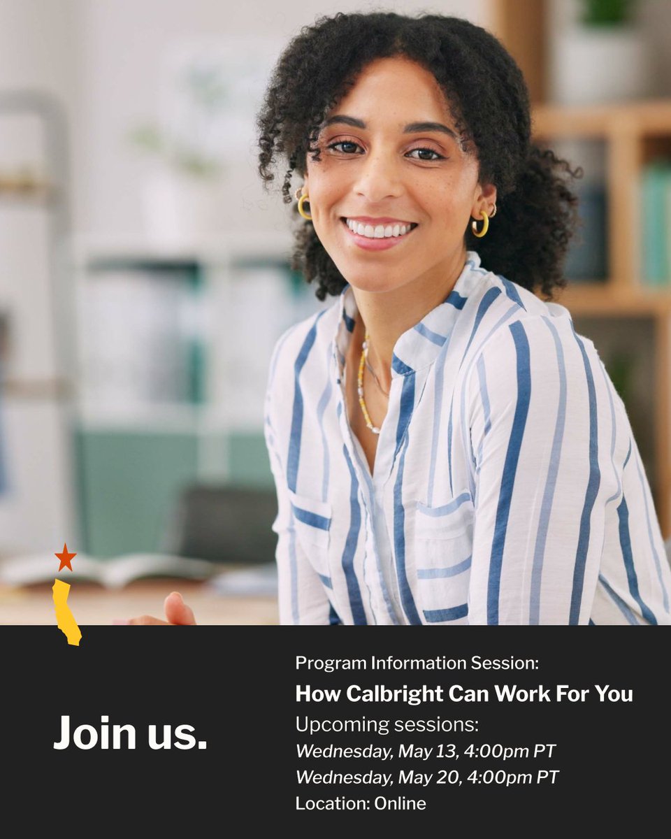 GoCalbright's tweet photo. Have questions about Calbright? Join our free info session today - Wednesday, May 13th at 4pm PST. Learn how our flexibly paced programs can work for you.

RSVP: https://t.co/zf3N5FrA65 https://t.co/fz5yaPMsTY