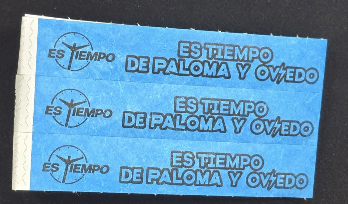 LaureanoTirado's tweet photo. Cuando la campaña de Paloma Valencia en Santander supo de la convocatoria de cierre de campaña de @ABDELAESPRIELLA en la Plaza Cívica Luis Carlos Galán, -Bucaramanga, sábado 16 de mayo 4 p.m.- de inmediato armaron gira de Paloma Valencia por Santander y manifestación en La Cumbre, Floridablanca, a la misma hora como si fuera una competencia. 

Lo curioso es que están repartiendo estas manillas en @GobdeSantander y @HUSantander para verificar participación de empleados y contratistas con el logo de Es Tiempo. Sigue 🧵